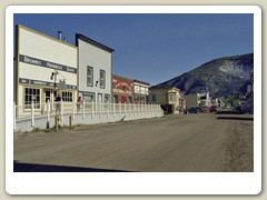 All the streets are dirt except Front St. by the Yukon River which is the main highway to Whitehorse