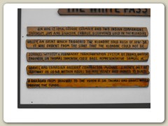 Close-up of the sign on the wall at Skagway